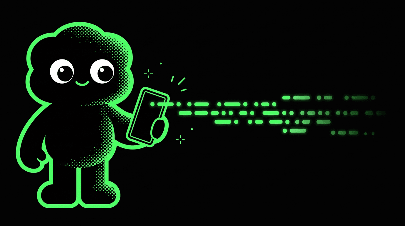 The MorseKit mascot sending morse from the phone in its hand