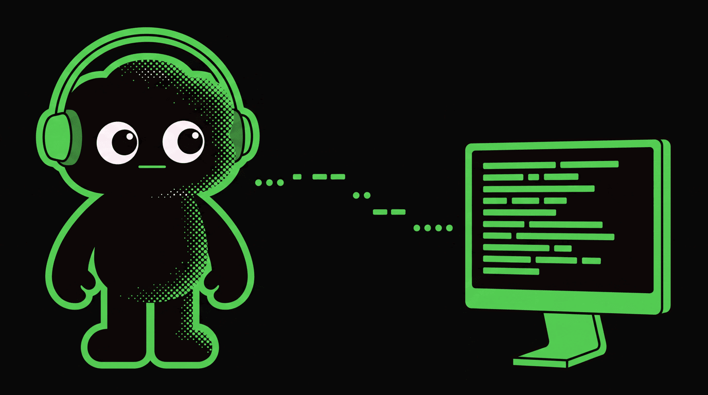 The MorseKit mascot listening through headphones beside a screen that has already decoded the signal