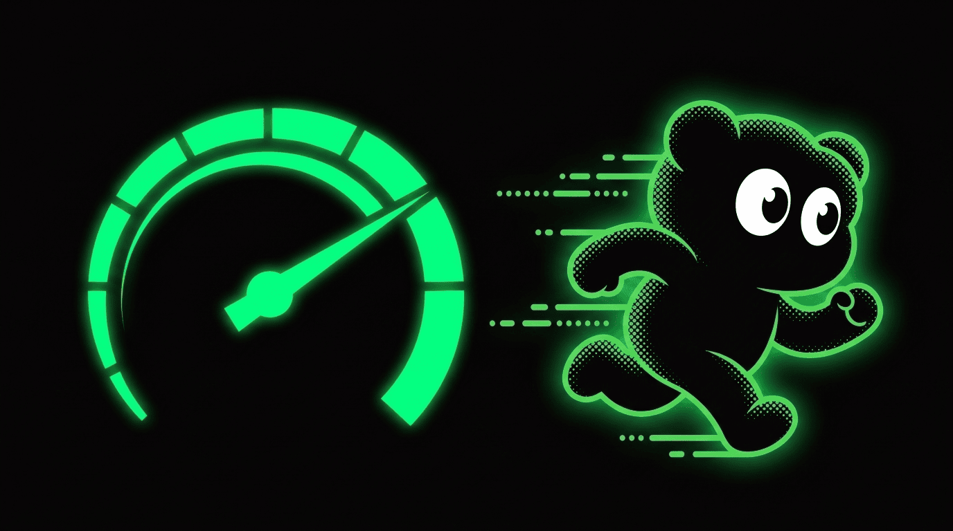 Neon-green WPM speedometer next to the Mors mascot sprinting, representing increasing decoding speed